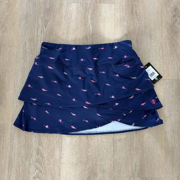 Unbranded Pants - Scales Women's Trippy Fish Athletic Skort Blue Pull On Activewear Size XL (14)